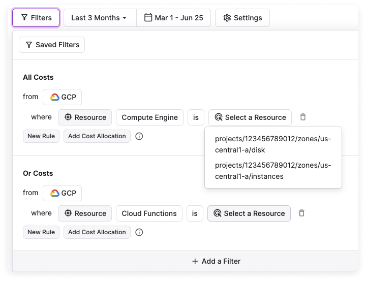 GCP cost by resource